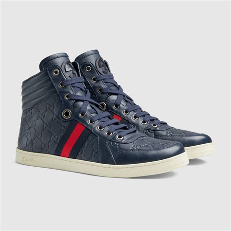 gucci mens high tops uk|gucci leather high top sneaker.